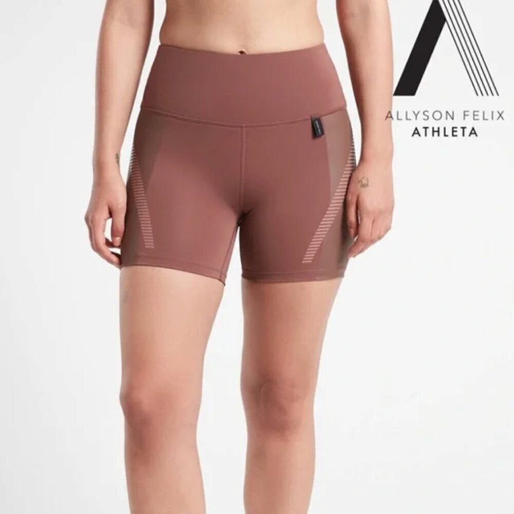 Athleta x Allyson Felix Legend Shortie Shorts in Hearth Rose, size XS